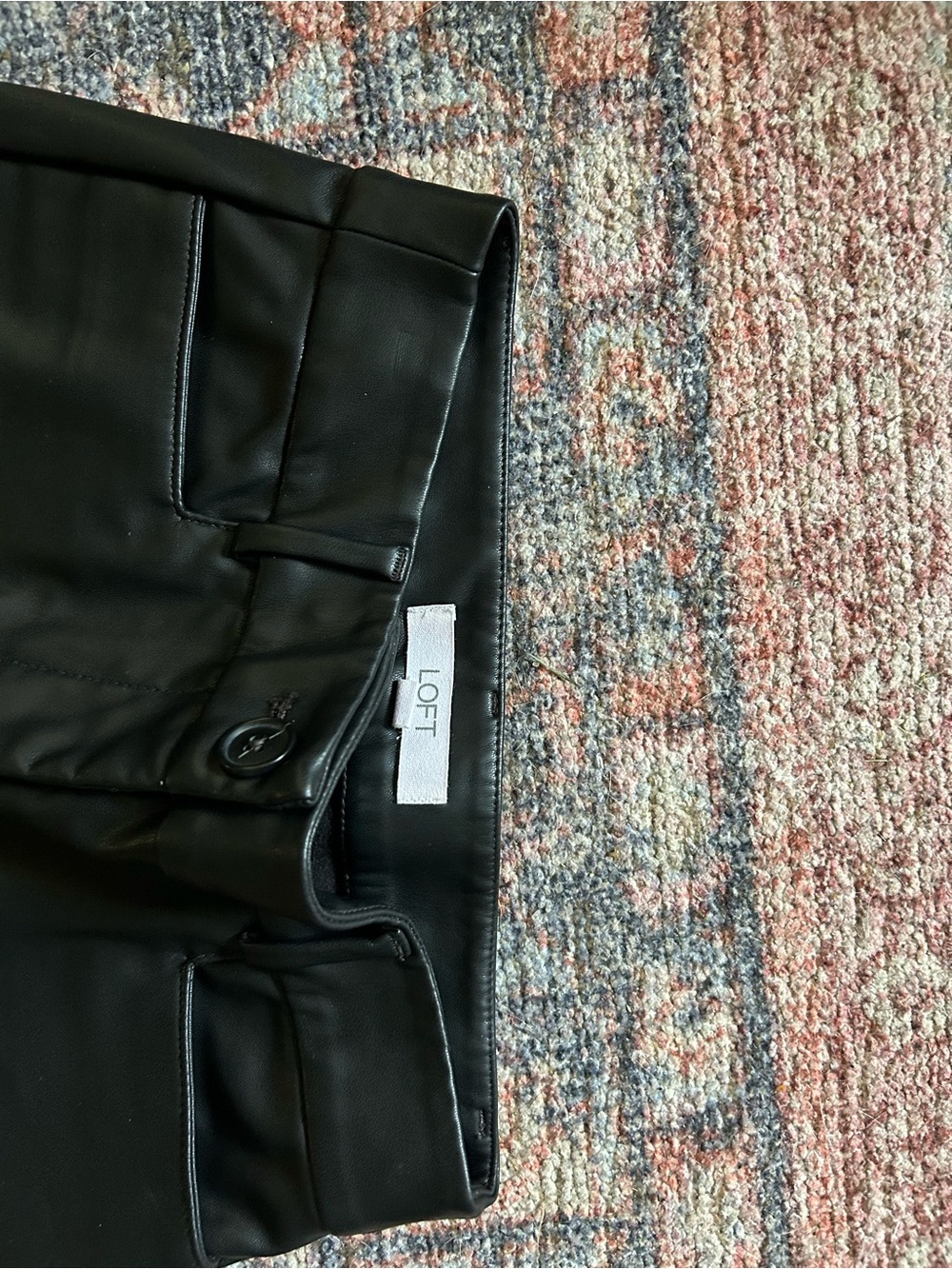 LOFT Black Faux Leather Pants - Picture 3 of 4